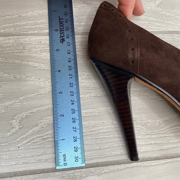 Joan & David Women's Kiltie Black & Brown Leather Suede Tassel High Heels Sz 7.5 - Picture 5 of 11